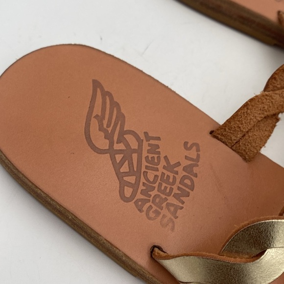 Ancient Greek Elegant Gold Sandals women 39 casual leather handmade vacation Y2K - Picture 5 of 8